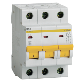 Выключатель автоматический ВА47-29 3Р 13А 4,5кА х-ка D, IEK MVA20-3-013-D