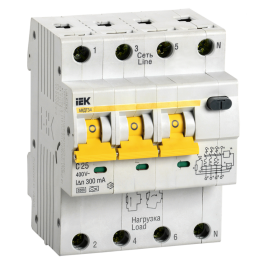 Выключатель автоматический АВДТ 34 C25, 300мА, тип A, IEK MAD22-6-025-C-300