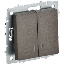 BRITE Выключатель 2-клавишный с индикацией для отелей 10А ВС10-2-9-БрТБ темная бронза IEK