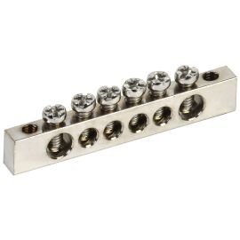 Шина PEN "земля-ноль" 6х9мм 6/2 с никелевым покрытием (6групп/крепеж по краям) IEK