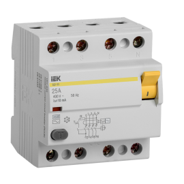 Выключатель дифференциальный ВД1-63 4Р 25А 10мА, IEK MDV10-4-025-010
