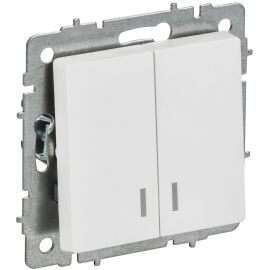 BRITE Выключатель 2-клавишный с индикацией 10А ВС10-2-1-БрАБ арктический белый IEK