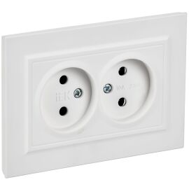 BRITE Розетка 2-местная без заземления без защитных шторок 10А в сборе РС12-2-БрАБ арктический белый