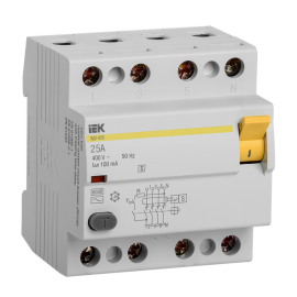 Выключатель дифференциальный ВД1-63S 4Р 25А 100мА, IEK MDV12-4-025-100