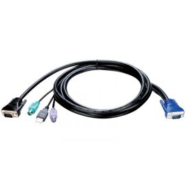 Кабель KVM с разъемами VGA, PS/2 и USB, 1,8м D-Link KVM-401 