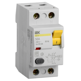 Выключатель дифференциальный ВД1-63 2Р 50А 30мА, IEK MDV10-2-050-030