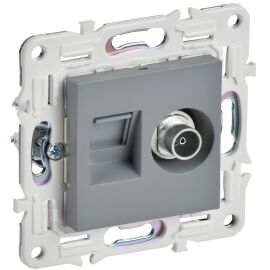 SKANDY Розетка двойная TV+RJ45 кат.5E SK-A14Gr серый IEK