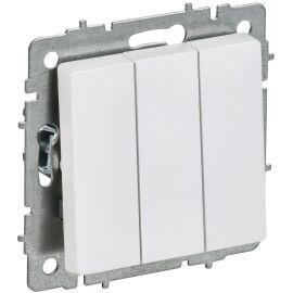 BRITE Выключатель 3-клавишный 10А ВС10-3-0-БрАБ арктический белый IEK