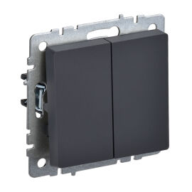 Выключатель 2-клавишный, ВС10-2-0-БрГ, 10А, графит, IEK BR-V20-0-10-K53