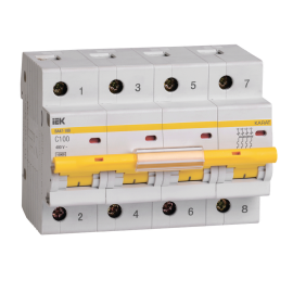 Выключатель автоматический ВА47-100 4P 100А 10кА х-ка С, IEK MVA40-4-100-C