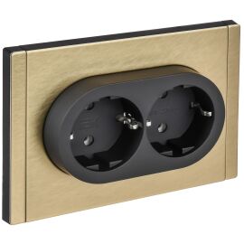 FORTE&PIANO Розетка 2-местная с заземлением без защитных шторок безвинтовое крепление 16А FP624M мет