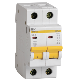 Выключатель автоматический ВА47-29 2Р 63А 4,5кА х-ка D, IEK MVA20-2-063-D
