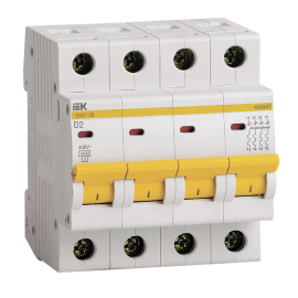 Выключатель автоматический ВА47-29 4Р 2А 4,5кА х-ка D, IEK MVA20-4-002-D