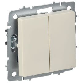 BRITE Выключатель 2-клавишный перекрестный 10А ВС10-2-3-БрКр бежевый IEK