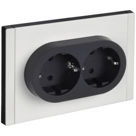 FORTE&PIANO Розетка 2-местная с заземлением с защитными шторками безвинтовое крепление 16А FP223M ме