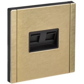 FORTE&PIANO Розетка двойная RJ11+RJ45 кат.5E FP635M металл шампань IEK