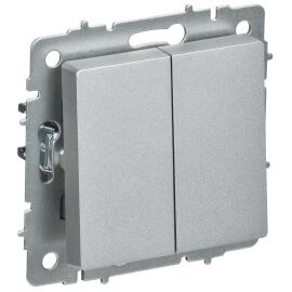 BRITE Выключатель 2-клавишный перекрестный 10А ВС10-2-3-БрА алюминий IEK