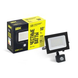 Прожектор СДО 06-50Д светодиодный черный с ДД IP54 6500K IEK