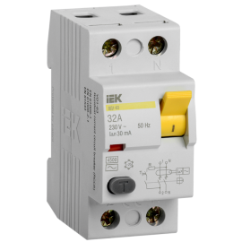 Выключатель дифференциальный ВД1-63 2Р 32А 30мА, IEK MDV10-2-032-030