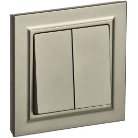 BRITE Выключатель 2-клавишный 10А в сборе ВСР10-2-0-БрШ шампань IEK