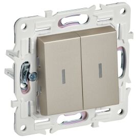 SKANDY Выключатель 2-клавишный с индикацией 10А SK-V09Sh шампань IEK