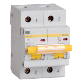 Выключатель автоматический ВА47-100 2Р 16А 10кА х-ка D, IEK MVA40-2-016-D