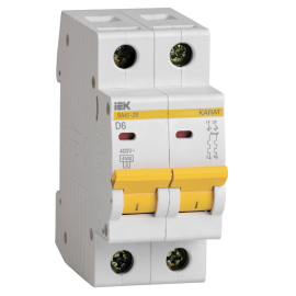 Выключатель автоматический ВА47-29 2Р 6А 4,5кА х-ка D, IEK MVA20-2-006-D