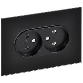 SKANDY Розетка 2-местная без заземления без защитных шторок для плоской вилки 10А SK-R03Bl стекло че