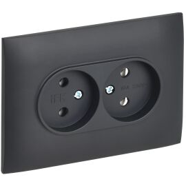 SKANDY Розетка 2-местная без заземления без защитных шторок 10А в сборе SK-R10T титан IEK