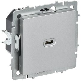 BRITE Розетка USB C 65Вт высокоскоростная зарядка РЮ12-1-БрА алюминий IEK