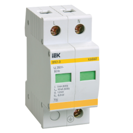 Ограничитель импульсных перенапряжений ОПС1-D 2Р In=5kA Un=230B Im=10kA, IEK MOP20-2-D