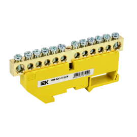 Шина PE "земля" на DIN-изол. ШНИ-8х12-12-Д-Ж, IEK YNN10-812-12D-K05