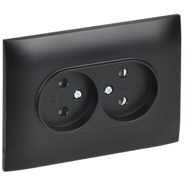 SKANDY Розетка 2-местная без заземления без защитных шторок 10А в сборе SK-R10Bl черный IEK