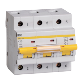 Выключатель автоматический ВА47-100 3Р 40А 10кА х-ка С, IEK MVA40-3-040-C