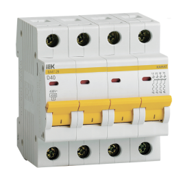 Выключатель автоматический ВА47-29 4Р 40А 4,5кА х-ка D, IEK MVA20-4-040-D
