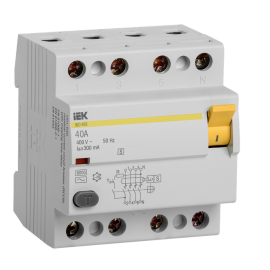 Выключатель дифференциальный ВД1-63S 4Р 40А 300мА, IEK MDV12-4-040-300