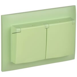 SKANDY Розетка 2-местная и крышкой 16А в сборе IP44 SK-R12G мятный IEK
