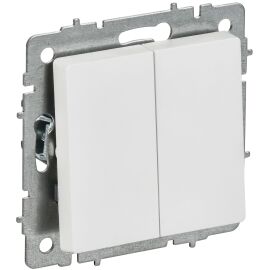 BRITE Выключатель 2-клавишный проходной 10А ВС10-2-6-БрАБ арктический белый IEK