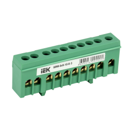 Шина PE "земля" в корп. изол. на DIN-рейку ШНИ-6х9-10-К-З, IEK YNN10-69-10KD-K06