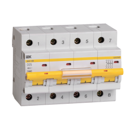 Выключатель автоматический ВА47-100 4Р 25А 10кА х-ка D, IEK MVA40-4-025-D