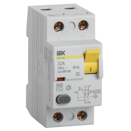 Выключатель дифференциальный ВД1-63S 2Р 32А 300мА, IEK MDV12-2-032-300