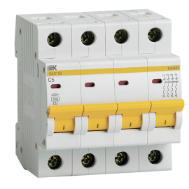 Выключатель автоматический ВА47-29 4Р 5А 4,5кА х-ка С, IEK MVA20-4-005-C