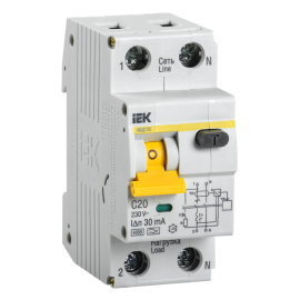 Выключатель автоматический АВДТ 32 C20, 30мА, тип A, IEK MAD22-5-020-C-30