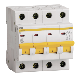 Выключатель автоматический ВА47-29 4Р 6А 4,5кА х-ка D, IEK MVA20-4-006-D