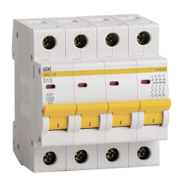 Выключатель автоматический ВА47-29 4Р 13А 4,5кА х-ка D, IEK MVA20-4-013-D