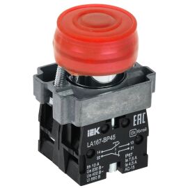 Кнопка управления LA167-BP45 d=22мм 1NO+1NC красная IEK