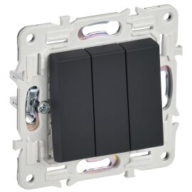 SKANDY Выключатель 3-клавишный 10А SK-V11G графит IEK