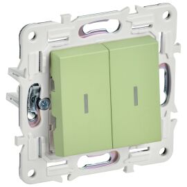 SKANDY Выключатель 2-клавишный с индикацией 10А SK-V09G мятный IEK