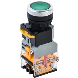 Кнопка управления D8-11D d=22мм 1NO+1NC с подсветкой зеленая IEK