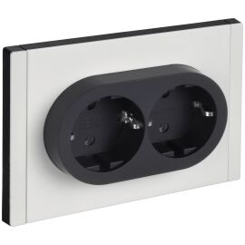 FORTE&PIANO Розетка 2-местная с заземлением без защитных шторок безвинтовое крепление 16А FP224M мет